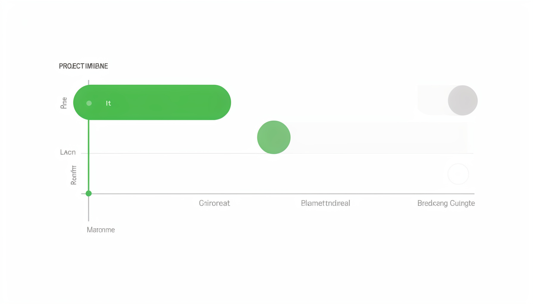 Clean project timeline graphic with milestone markers in green and grey on white